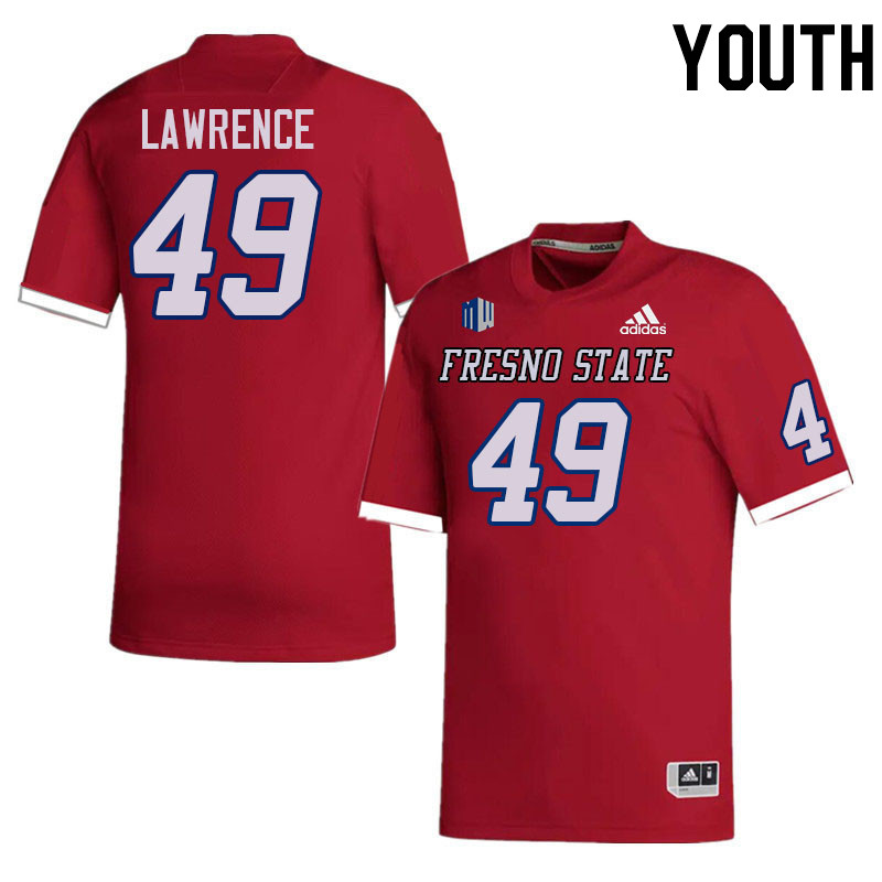 Youth #49 Clay Lawrence Fresno State Bulldogs College Football Jerseys Stitched-Red